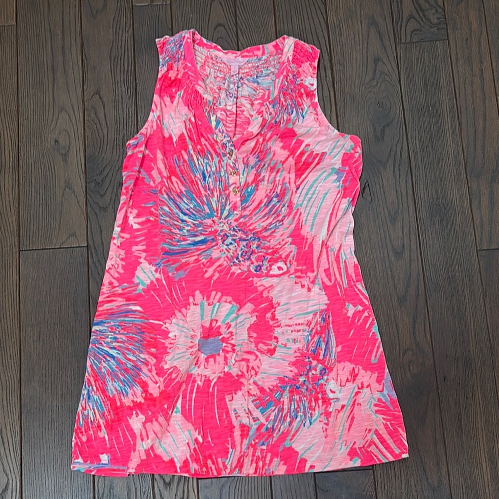 Vibrant Pink and Blue Sleeveless Dress